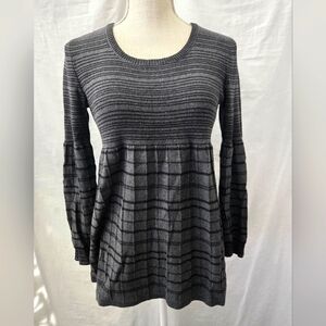 Style&Co - Black & Gray Stripped Long Sleeve Shirt - (M)